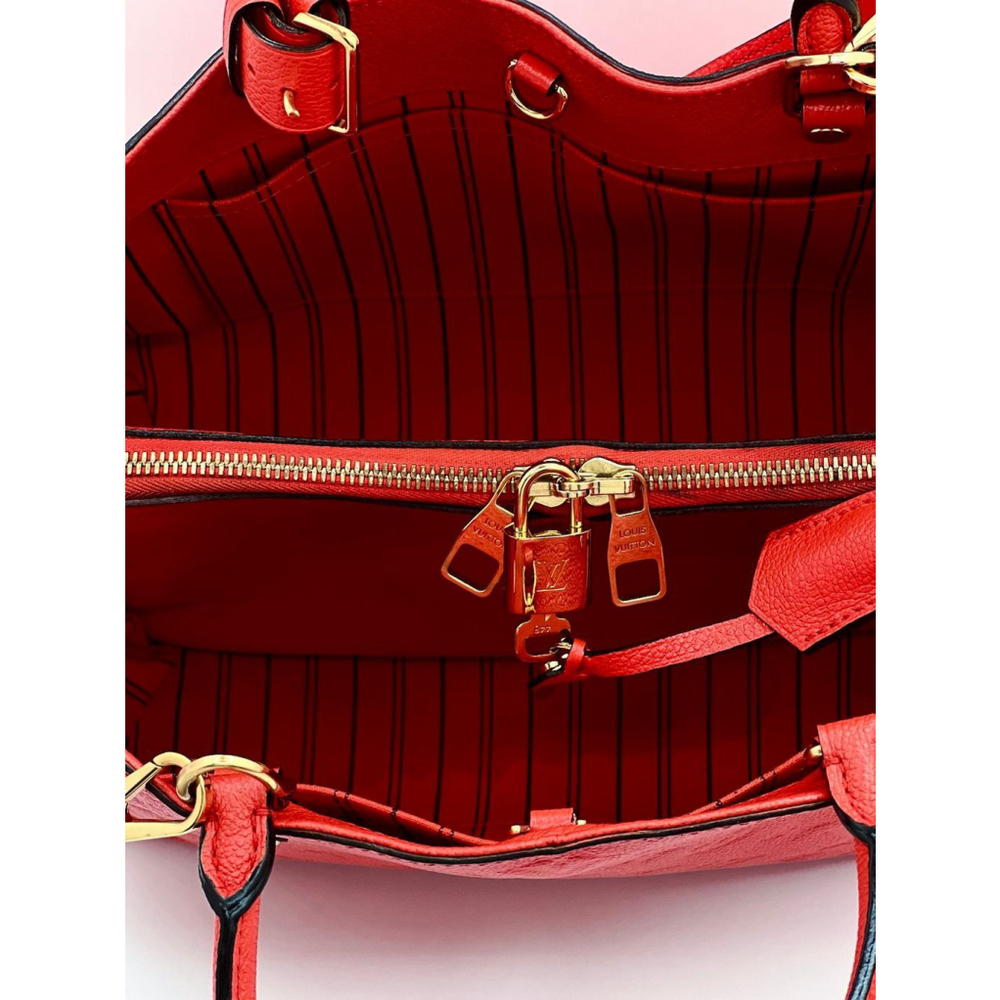 Louis Vuitton Red Montaigne Monogram MM Leather Tote Bag - Picture 3 of 12